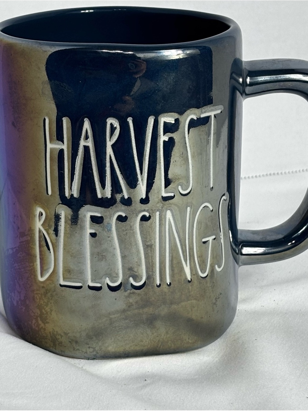 Rae Dunn Harvest Blessings Metallic Ceramic Mug - Iridescent Gray